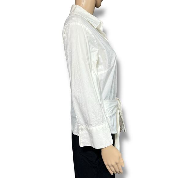 Coldwater Creek Womens Blouse Shirt Top Button Down Collared Off White Medium - Picture 4 of 12